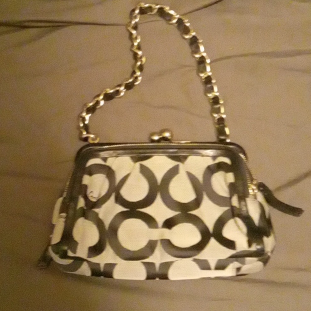 Coach black and Grey Parker kisslock satchel